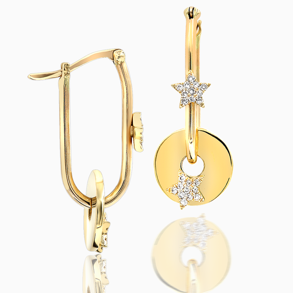 Star Disc Gold Earrings