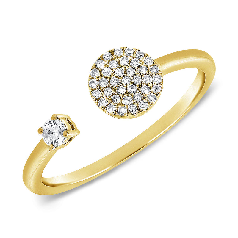 Pave Diamond Disc Open Geometric fashion ring in 14kt Gold
