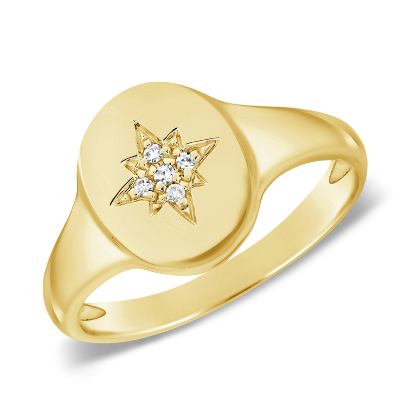 Gold & Diamond Celestial star ring set in 14kt Gold