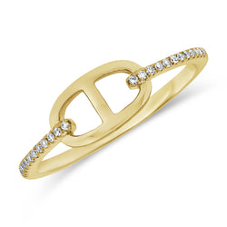 Open Link Fashion Ring with a Diamond Band set in 14kt Gold