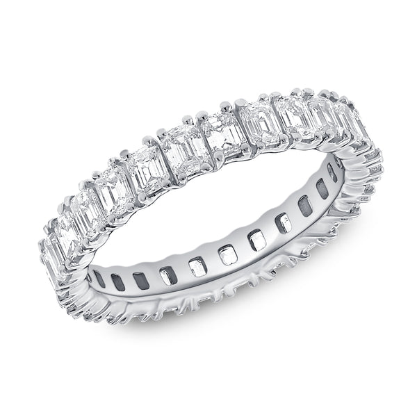 Classic Diamond Eternity Ring with Rectangular Cut White Diamonds set in 14kt Gold