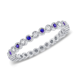 White Diamond & Blue Sapphire Eternity Band Mounted in 14kt Gold