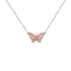 Gold & Diamond Butterfly Pendant Necklace in 14kt Gold