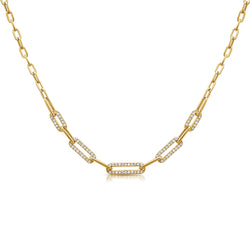 Designer Diamond Link Paperclip Chain in 14kt Gold