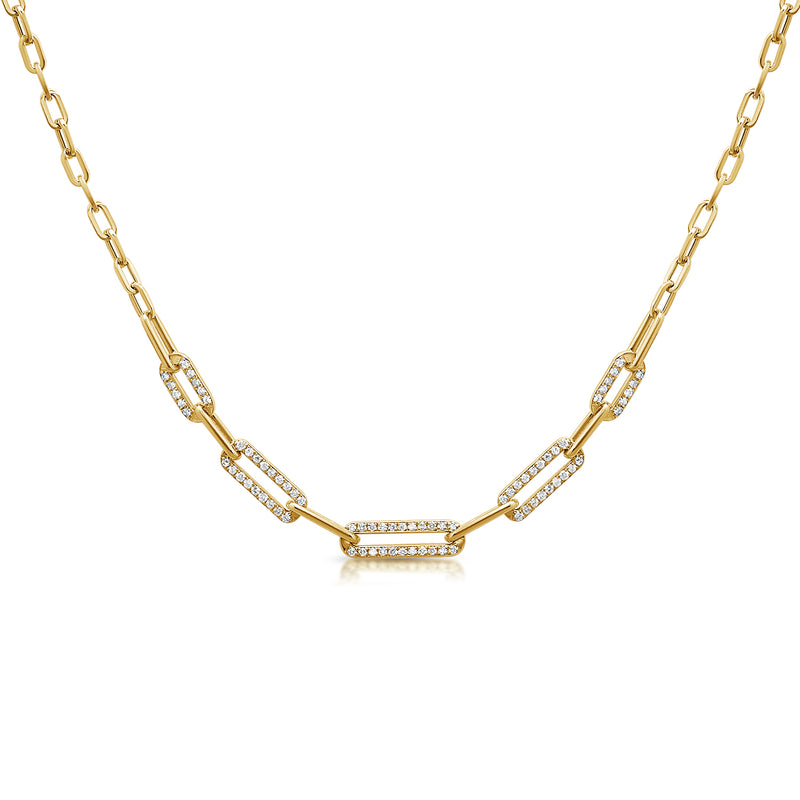Designer Diamond Link Paperclip Chain in 14kt Gold