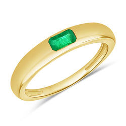 Emerald Solitaire Ring set with One Emerald Cut Rectangular Emerald in 14kt Gold