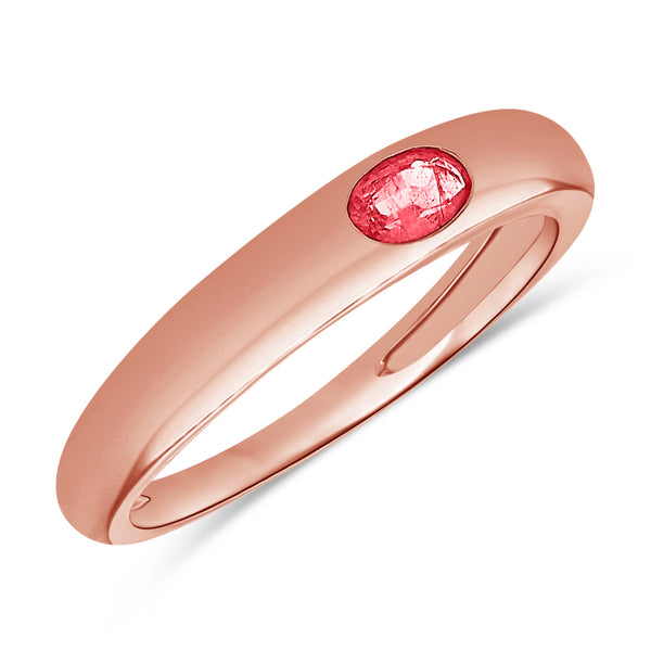 Ruby Solitaire Ring set in 14kt Gold with an Oval Cut Red Ruby Center