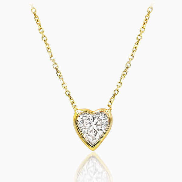 Bezel Set Heart Shaped Diamond Pendent