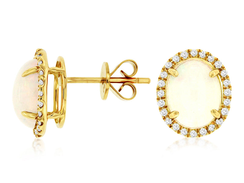 Diamond & Opal Stud Earrings in 14kt gold