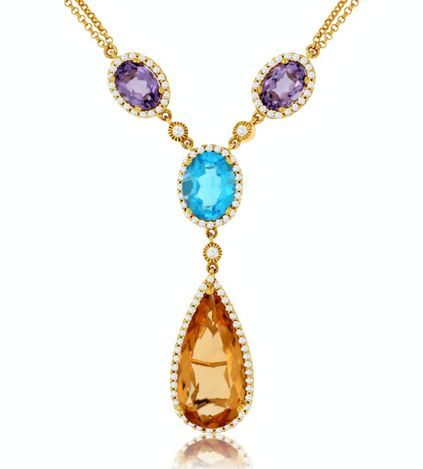Semi Precious & Diamond Stone Necklace