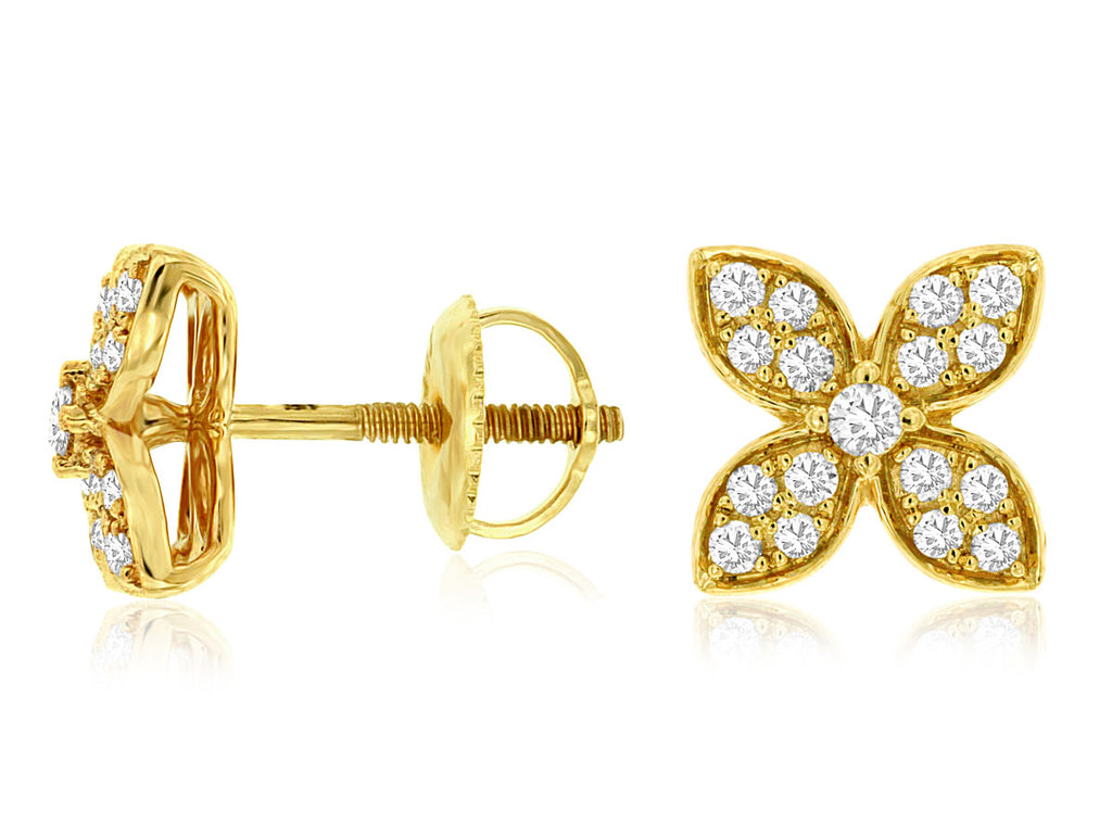 Color Blossom Earrings, Yellow Gold, White Gold And Diamonds