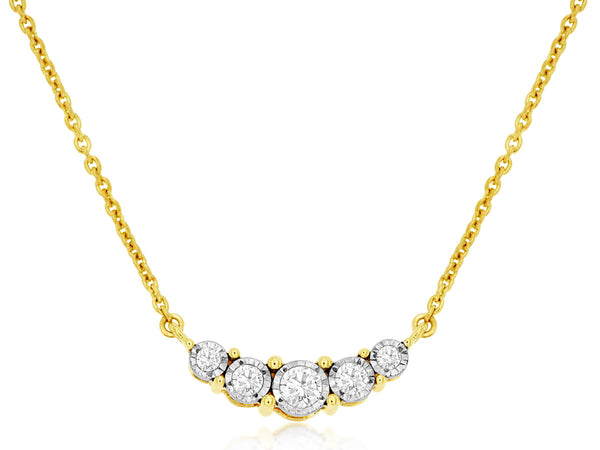 5 Stone Diamond Necklace Yellow Gold