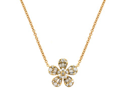 Yellow Gold Diamond Flower Necklace