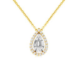 Pear Shaped Halo Diamond Necklace