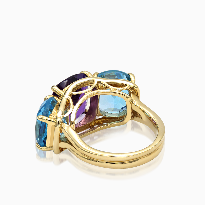 Blue Turquoise and Amethyst Ring