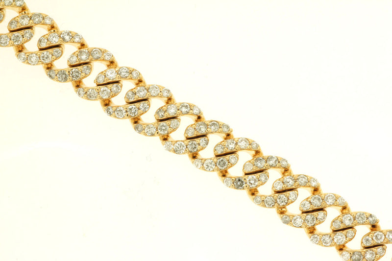 Diamond Cuban Link Bracelet 14K Yellow Gold