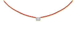 Yellow Gold Baguette Ruby Stone Collar Necklace