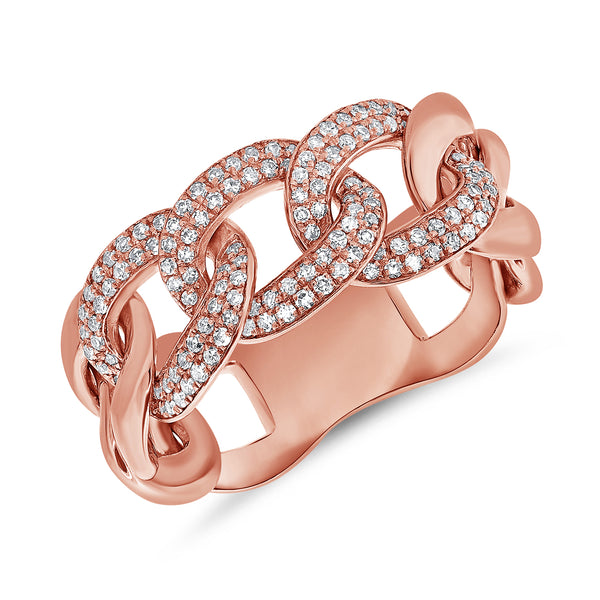 Rose Gold Cuban Link Diamond Ring