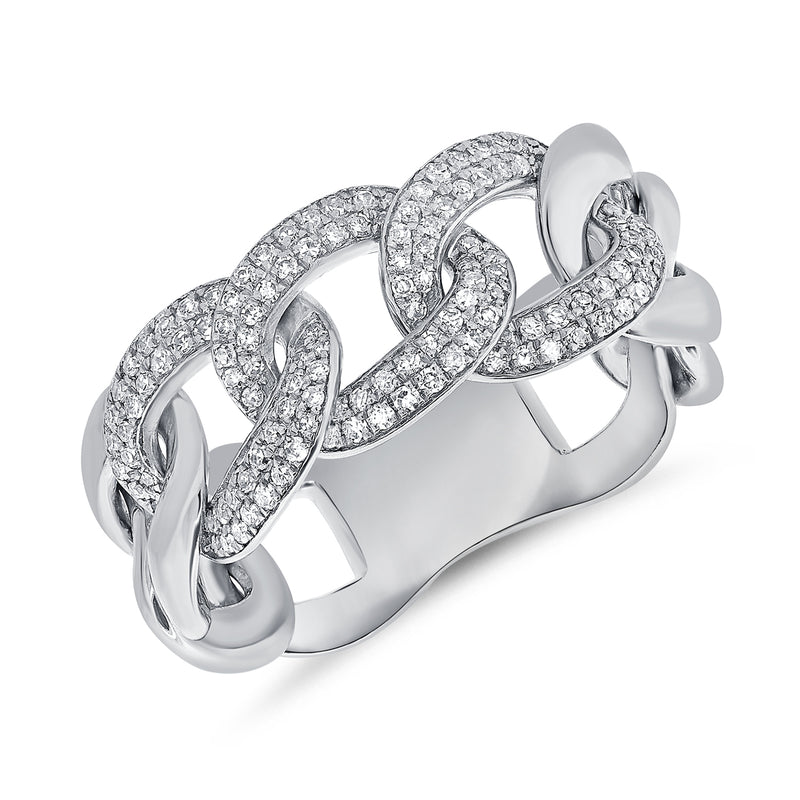 14K White Gold Miami Cuban Link Diamond Ring 65850: buy online in NYC. Best  price at TRAXNYC.