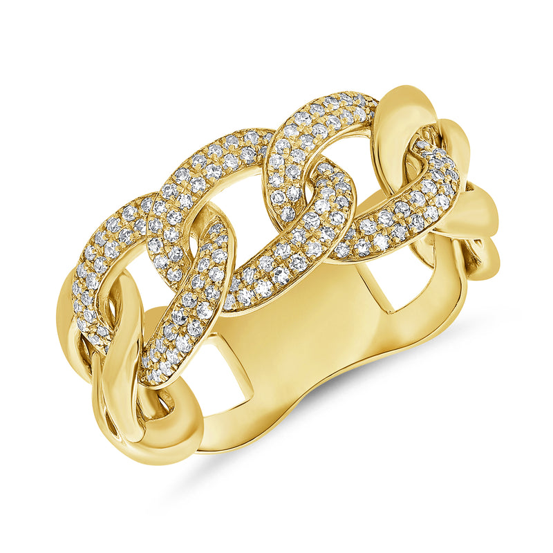 Yellow Gold Cuban Link Diamond Ring