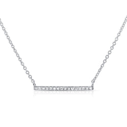 White Diamond Bar Necklace in 14kt White Gold