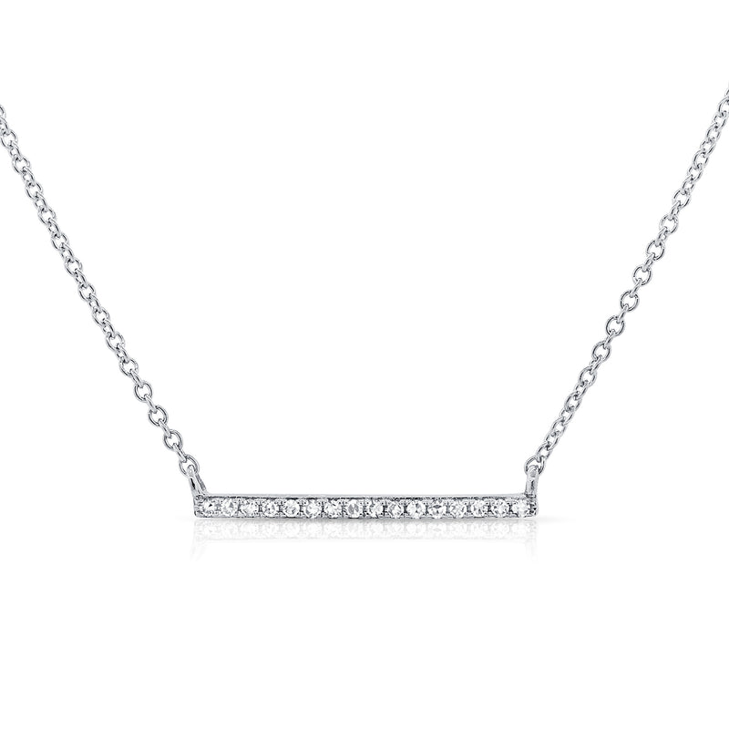 White Diamond Bar Necklace in 14kt White Gold