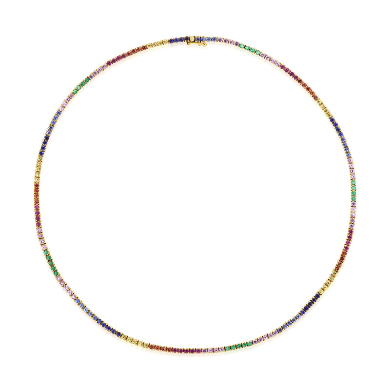Yellow Gold Rainbow Sapphire Necklace