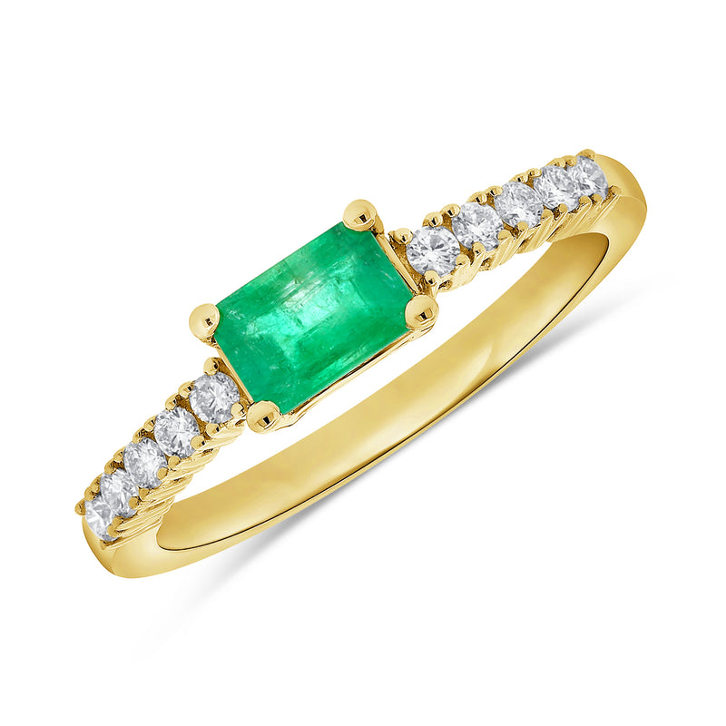 Cellacity Gold Color Ring for Women Silver 925 Jewelry with Rectangle  Emerald Gemstones Geometry Design Female Anniversary Gift