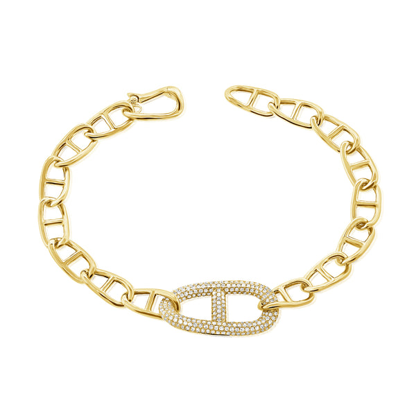 Pave Diamond Designer Link Chain Bracelet