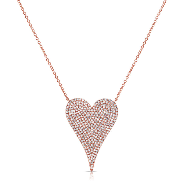 Rose Gold Elongated Heart Diamond Necklace