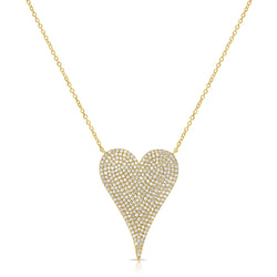Yellow Gold Elongated Heart Diamond Necklace