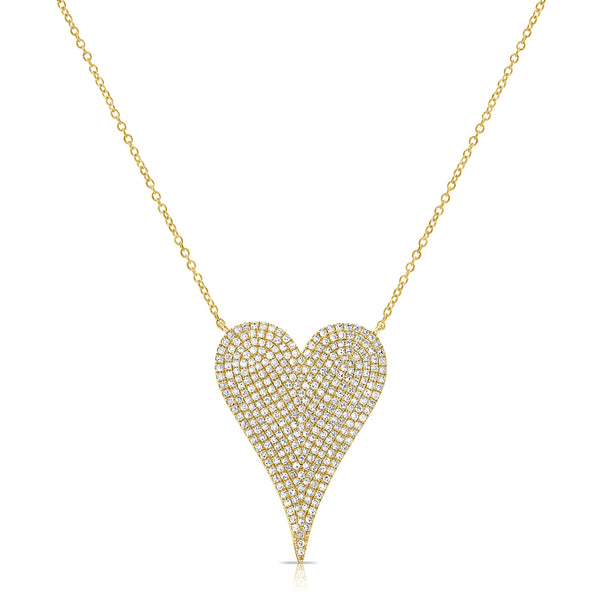 Yellow Gold Elongated Heart Diamond Necklace