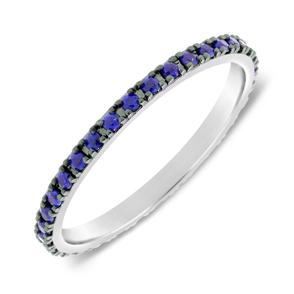 Sapphire Eternity Band set with Round Blue Sapphires in 14kt Gold