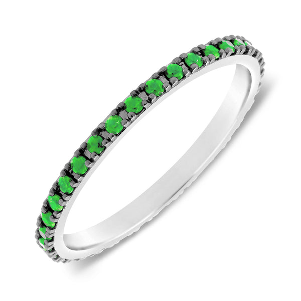 White Gold Round Cut Emerald Eternity Band
