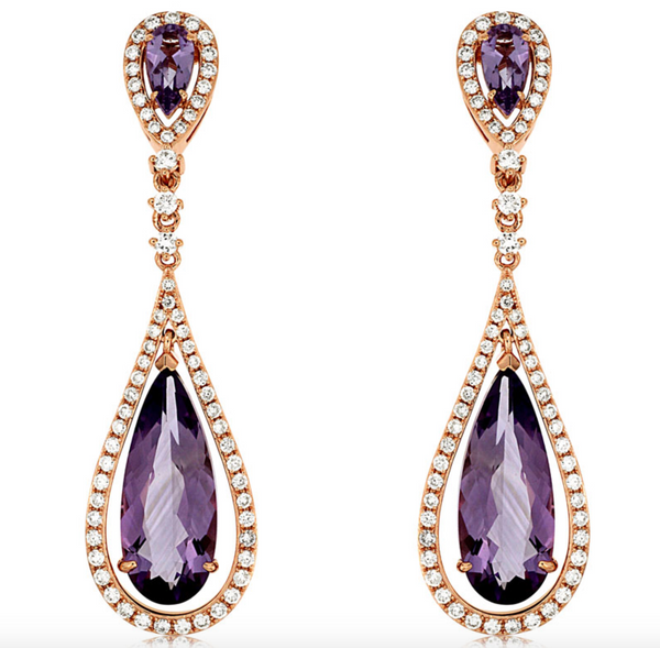 Amethyst and Diamond Drop Earrings