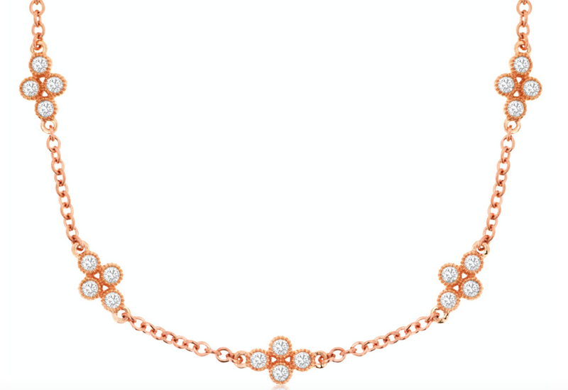Rose Gold Station Diamond Necklace