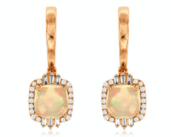 Rose Gold Opal and Diamond Earrings