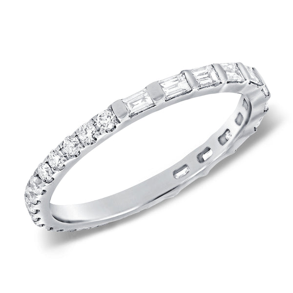 White Gold Round and Baguette Cut Diamond Eternity Ring