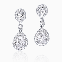 Pear Shape Diamond Drop Dangle Earrings