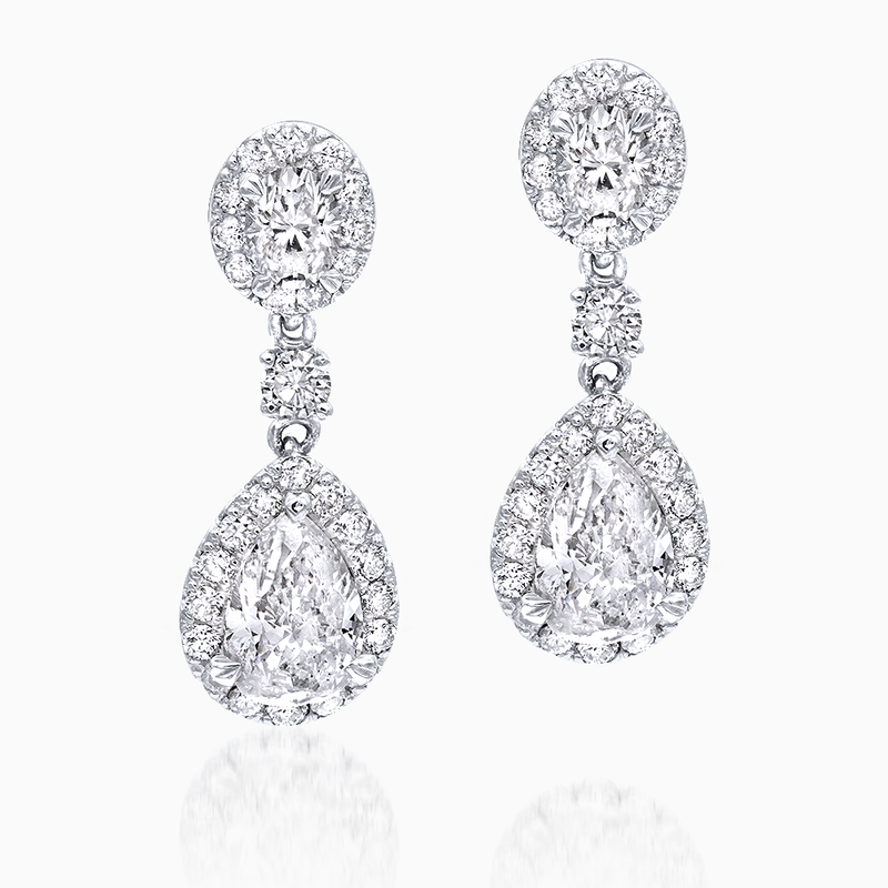 Pear Shape Diamond Drop Dangle Earrings