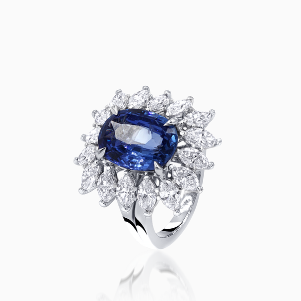 Platinum Marquise Cut Sapphire Ring