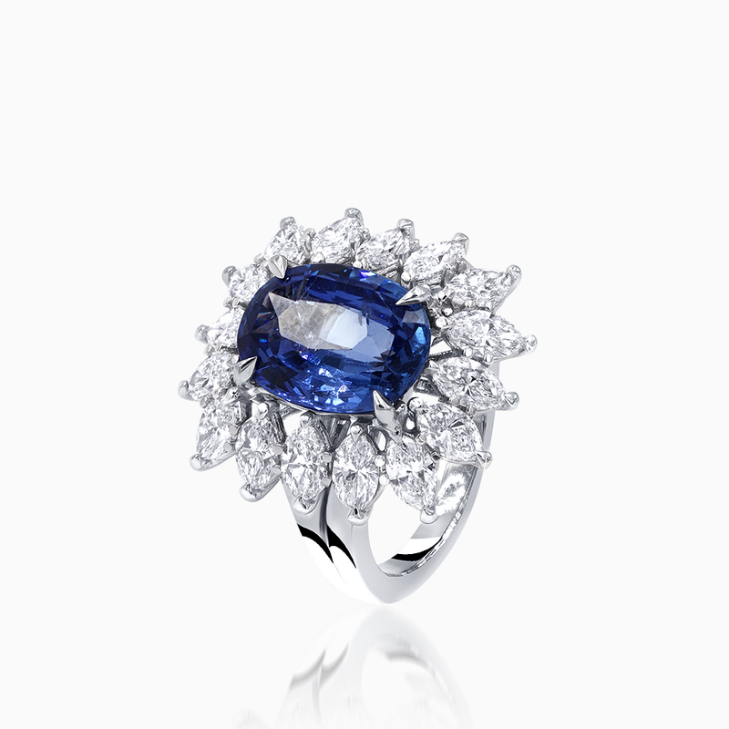 Platinum Marquise Cut Sapphire Ring