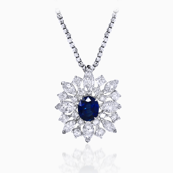 Sapphire and Marquise Diamond Pendant
