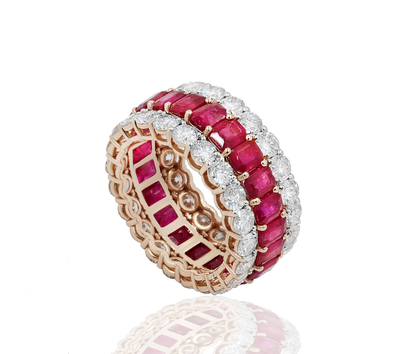 Rose Gold Diamond and Ruby Ring (front)