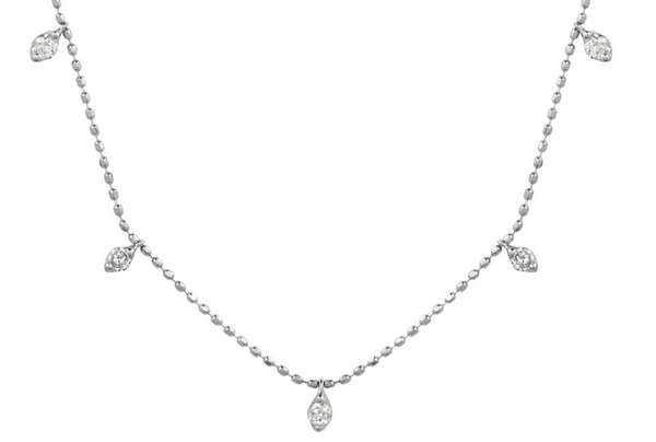 Hanging Diamond and Topaz Necklace