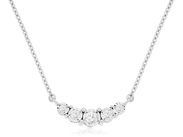 5 Stone Diamond Necklace White Gold