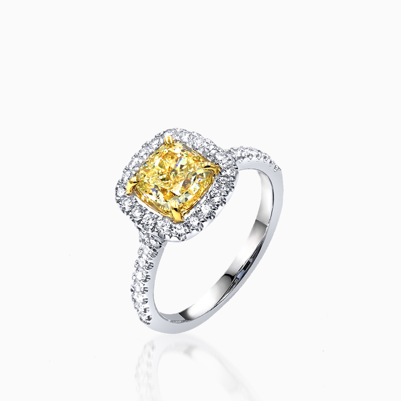 Yellow Diamond Square Cut Ring